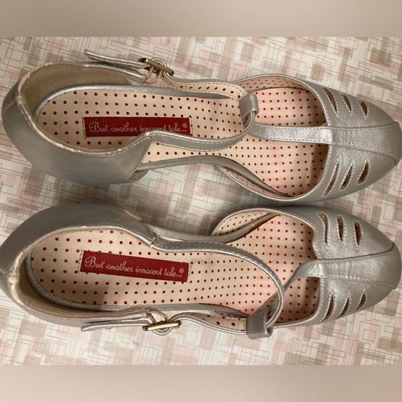 Silver BAIT footwear low ankle t-strap heels silver sz 10 - Picture 4 of 10